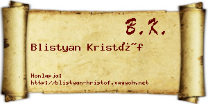 Blistyan Kristóf névjegykártya